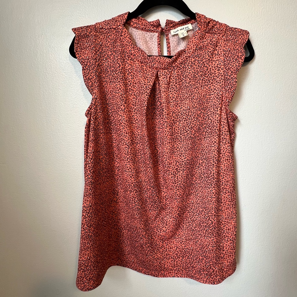 Women's Pink Leopard Small Print Sleeveless Cap Sleeve Tanktop